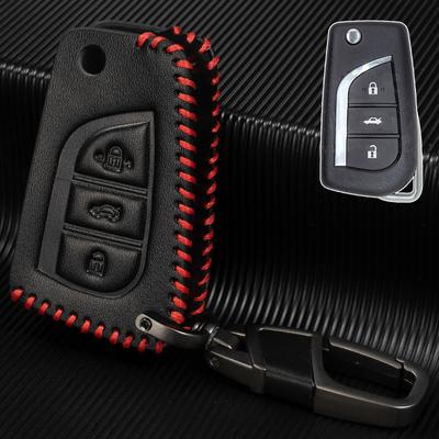 3-кнопковий PU шкіряний пульт дистанційного керування Smart Car Key Chain Ring Cover Case Shell Protect для Toyota Auris Corolla Avensis Verso Yaris Aygo