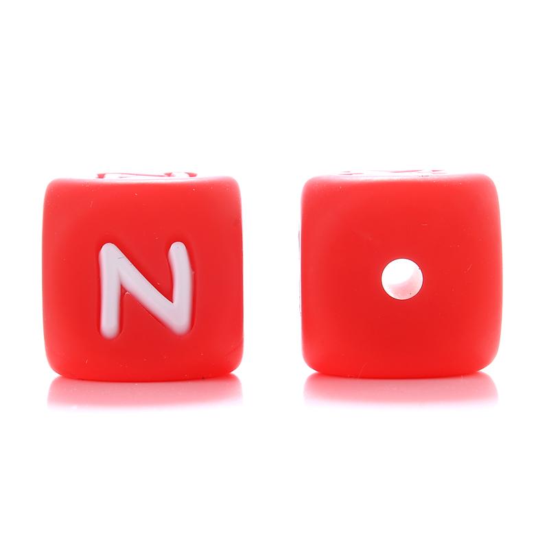 10Pcs/Lot 12mm Silicone Letter English Alphabe Beads Food Grade Silicone Chewing Beads DIY Baby Teething Toys Necklace Pendant