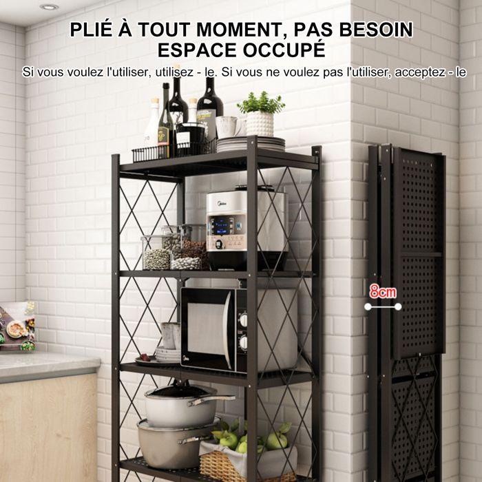 Étagère De Rangement - K IKIDO - Buffet De Cuisine - 5 Niveaux - Noir - 100 Kg Max