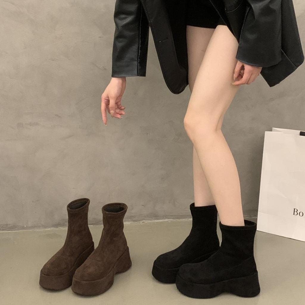 Popular Non-slip Short Boots Women's 2025 Autumn New Temperament French High-heeled Thick-soled Fashion Boots Autumn Thin Boots