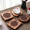 Wooden Wave Pattern Teapot & Cup Mat Heat Insulated Cup Mat Ceremony Accessory Purple Clay Cup Pad Dining Table Tea Tray Mat