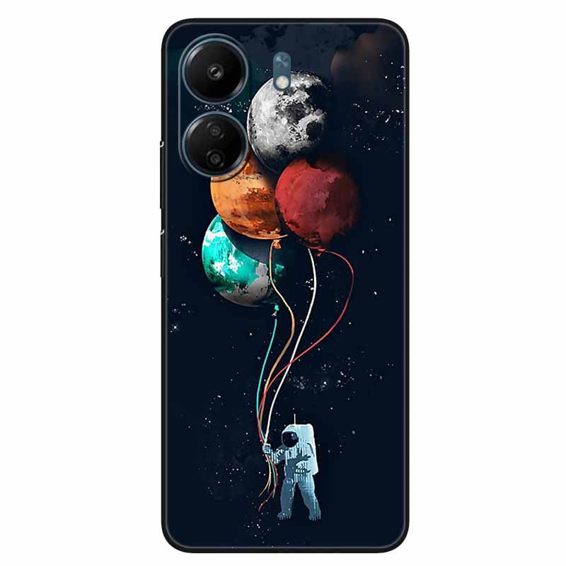 For Xiaomi Redmi 13C 4G Case Animals Painted Black Bumper Silicon TPU Coque for Redmi13C 4G 13 C Shockproof Covers Wolf Soft Bag