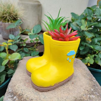 1pc Garden Micro Landscape, Boot Shaped Flowerpot, Office Pen Holder, Pure Handmade Resin Crafts