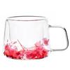 Verre thermique à double fond 180 ml avec fleurs, tasse à café et thé, avec anse
