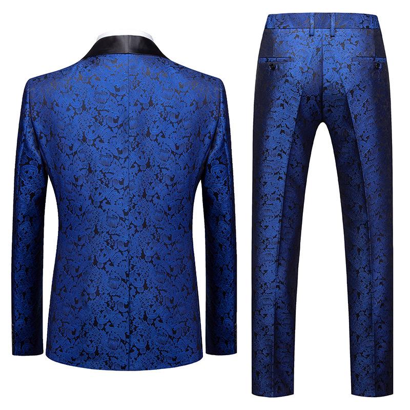 Men's Cross-border Hot-selling Jacquard Two-piece Evening & Business Casual Suit.