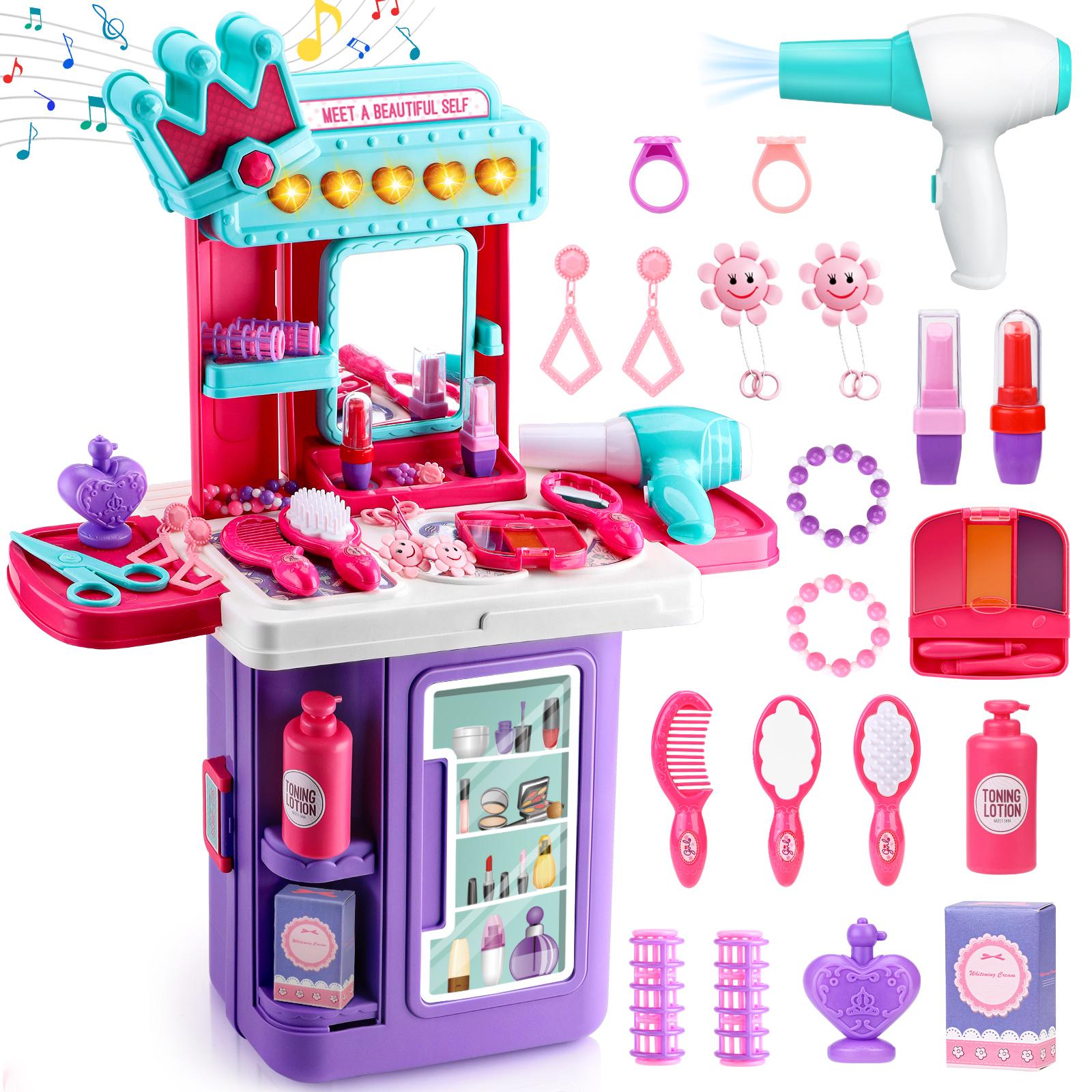 

Детский трансформируемый дорожный чемодан 3-в-1 для мальчиков и девочек, инструменты для макияжа, игрушки для ролевых игр