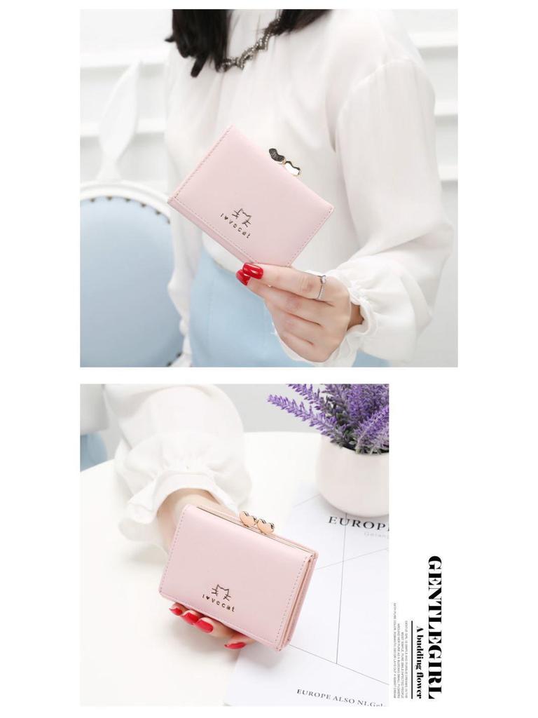 Sweet Wallet: Women's Korean Style Tri-fold Fashion Wallet, Multi-functional Card Holder & Dual-use Coin Purse
