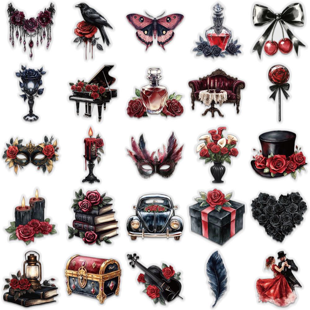 50 Sheets Creative Masquerade PET Transparent Stickers for Journals & Decor