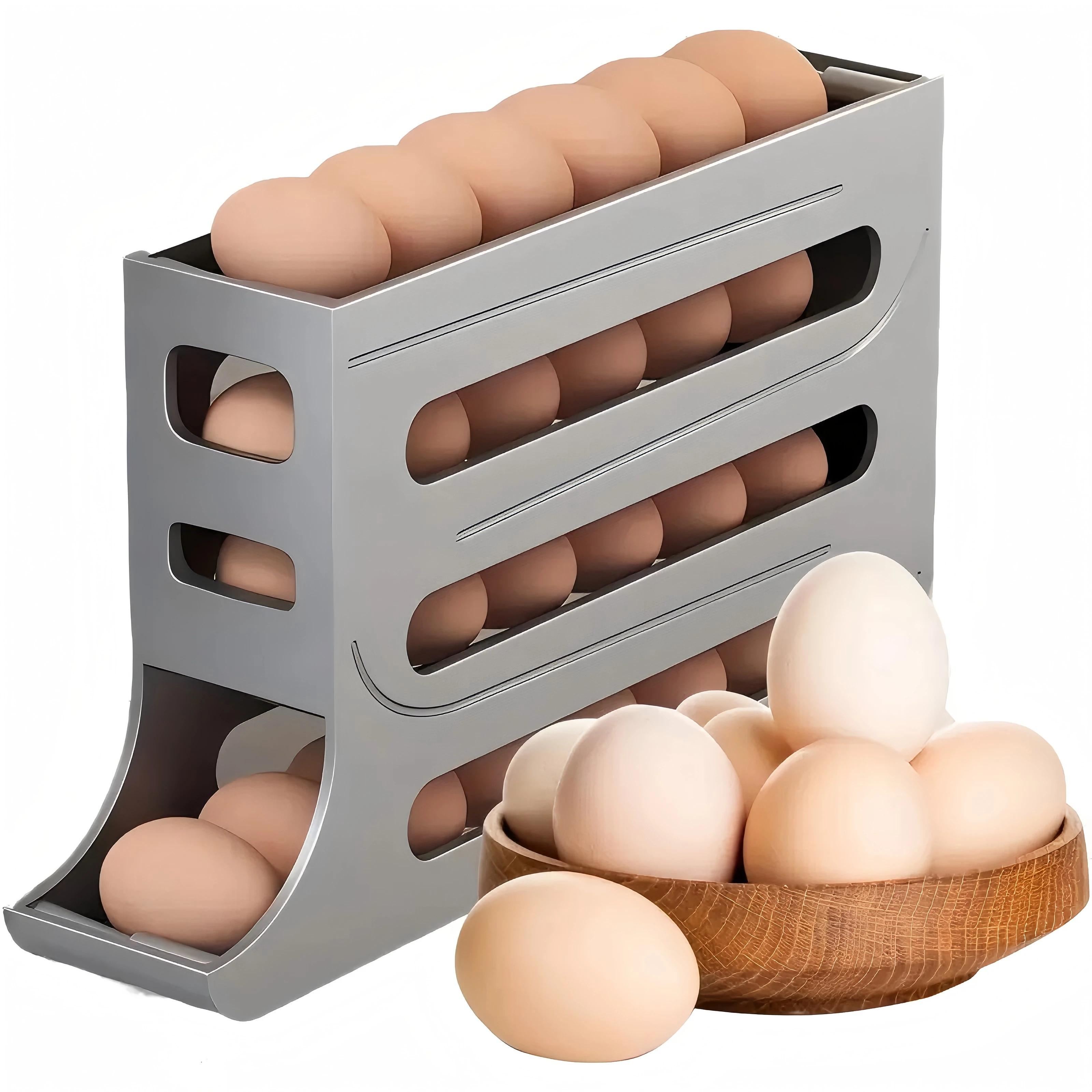 

4 Tiers Egg Holder for Fridge Automatic Egg Rolling Rack 30 Eggs Storage Rack Egg Distributor for Refrigerator Egg Storage 4-tier серый