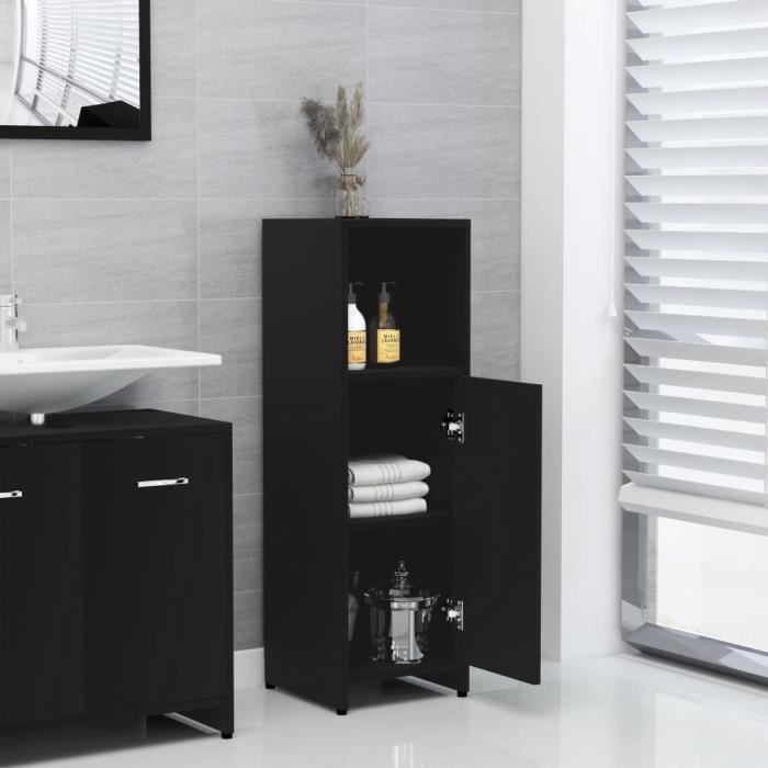 VidaXL Armoire de salle de bain Noir 30x30x95 cm Aggloméré