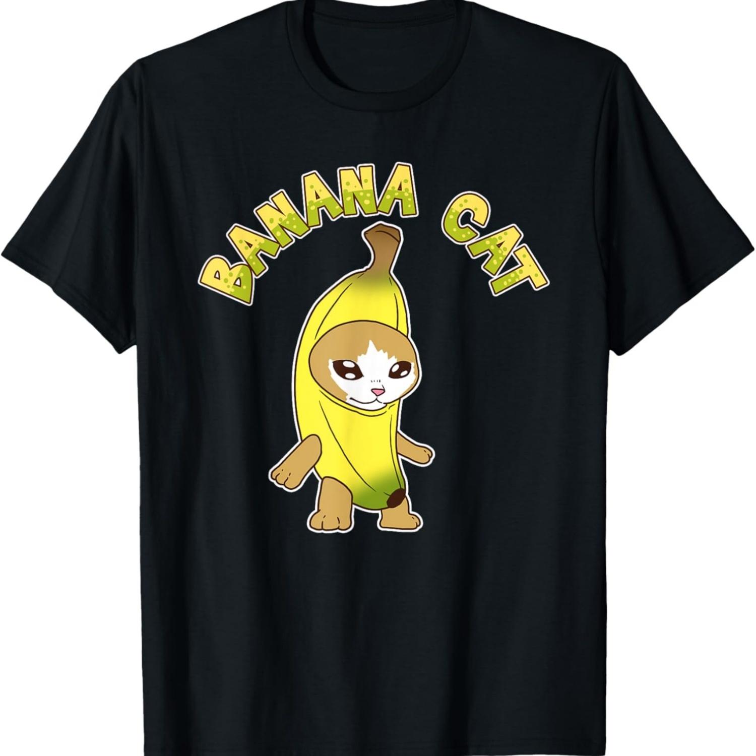 Cute Banana Cat Happy Bananacat Meme Kitty Cat Lovers Meme T-Shirt for Men Women Girls Kids S чёрный