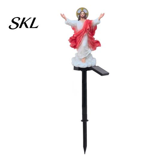 Outdoor Religious Memorial Lights Jesus Statue Solar Light, Garden Waterproof Lighted Hand Painted Figures Figurine, Pathway Light for Yard Lawn Patio