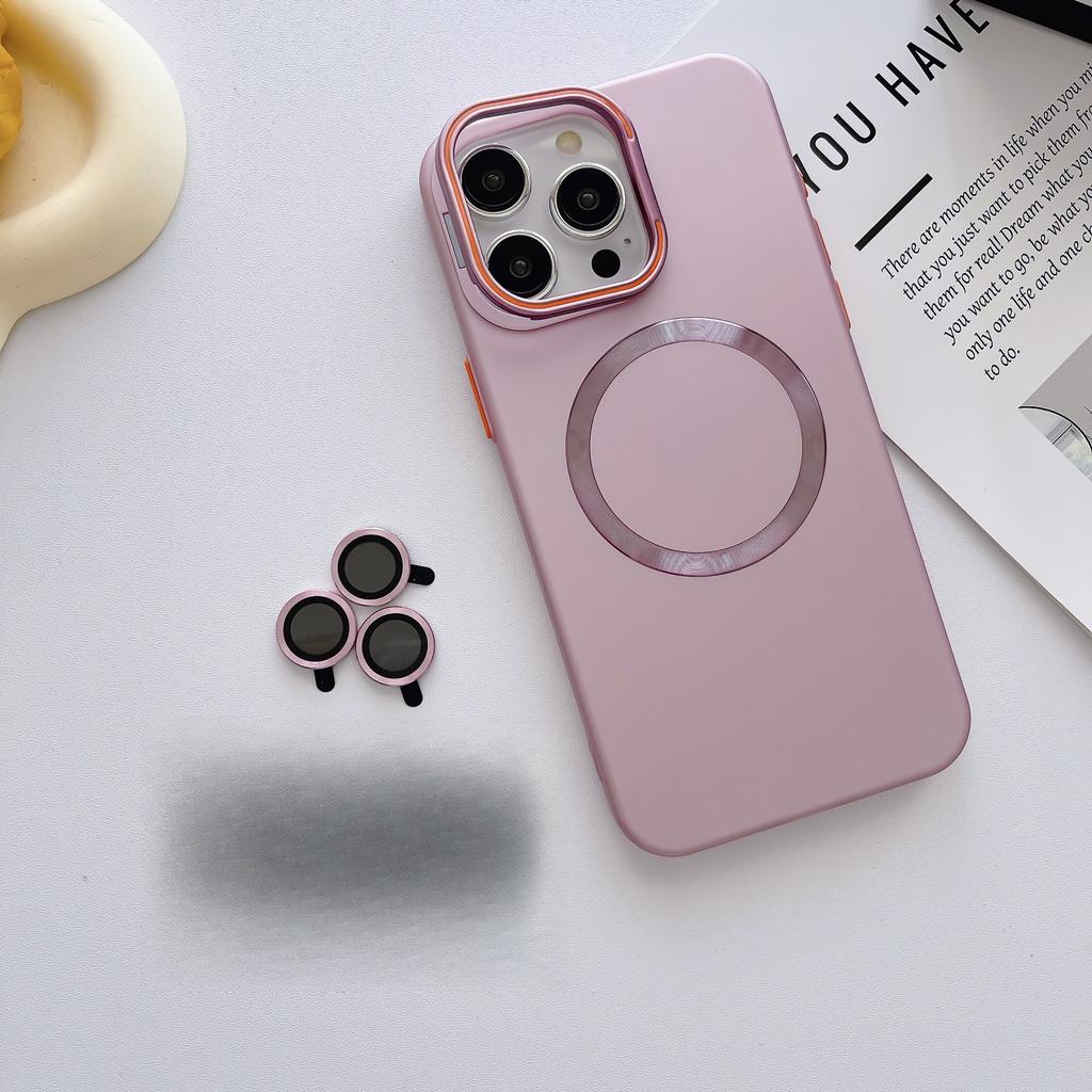 Applicable To IPhone15 Contact Lens Holder with Lens Film Apple 14pro Magnetic Matte CD Pattern Protection Case