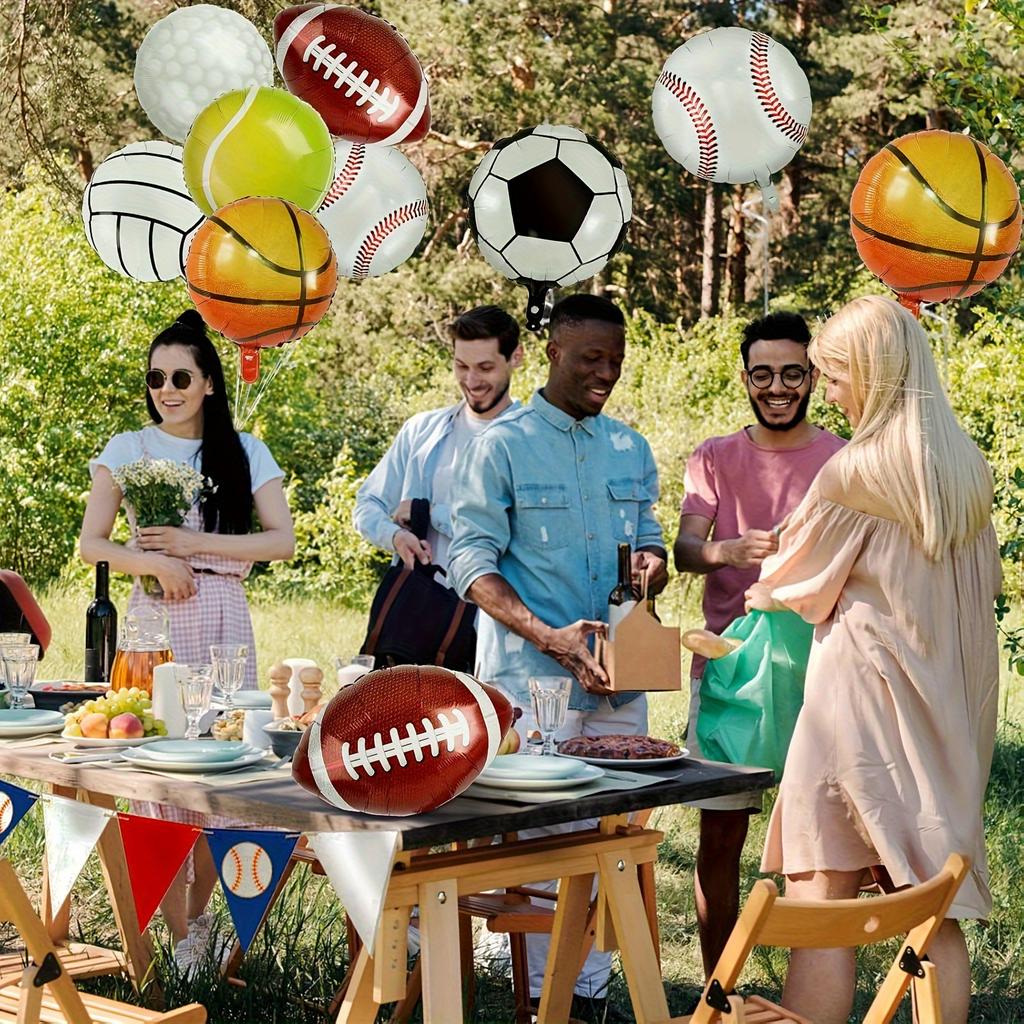 14pcs Set of Sports Aluminum Foil Balloons 18-inch Baseball Basketball Football Volleyball Tennis Golf Theme Party Decorations
