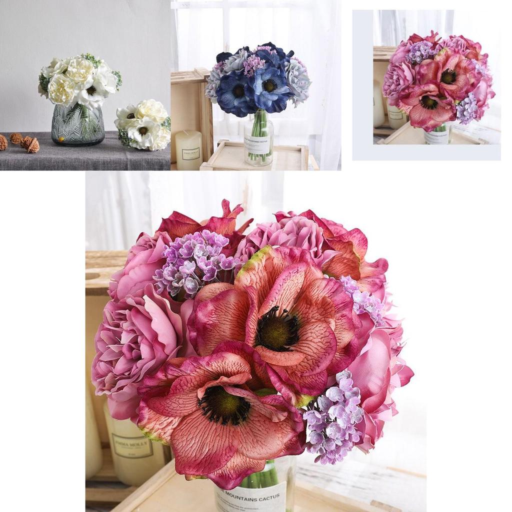 Lush Bouquet Poppy Peony Gypsophila Simulation Flower Ideal For Home Decor And Photography Prop