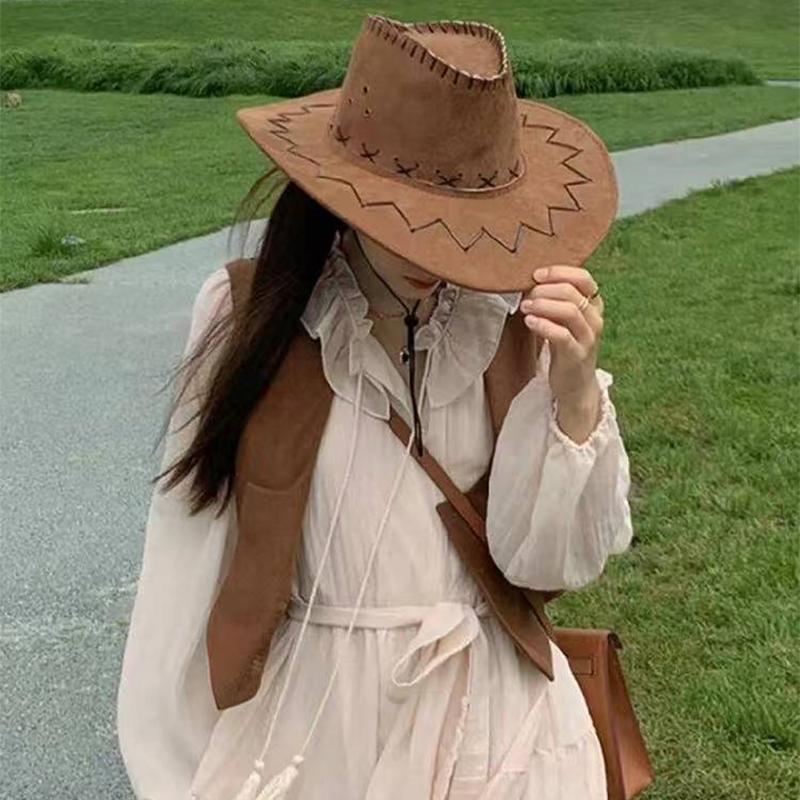 

Ethnic style western cowboy hat children summer Xizang Xinjiang western Sichuan tourism outdoor mountaineering hat sunshade sun protection hat M（56—58cm）