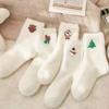 Thicken Warm Girls' Socks Snowman Plush Tube Socks Home Socks Christmas Socks Autumn Winter