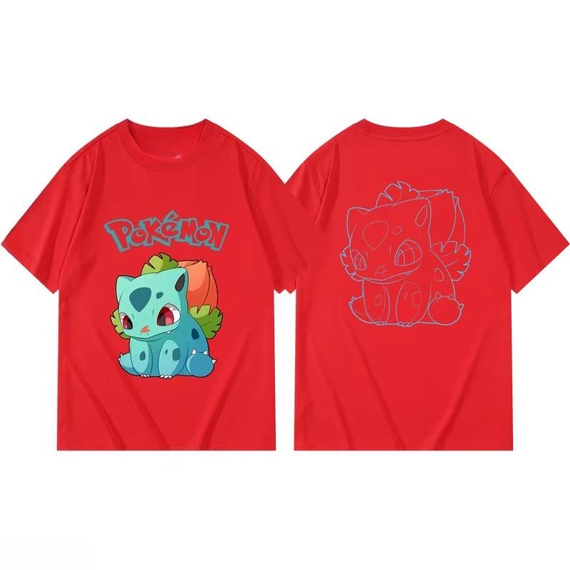 Potdemiel Summer New Pikachu Print Children's Cotton T-Shirt, Boys and Girls, Comfortable and Breathable Children's T-Shirt
