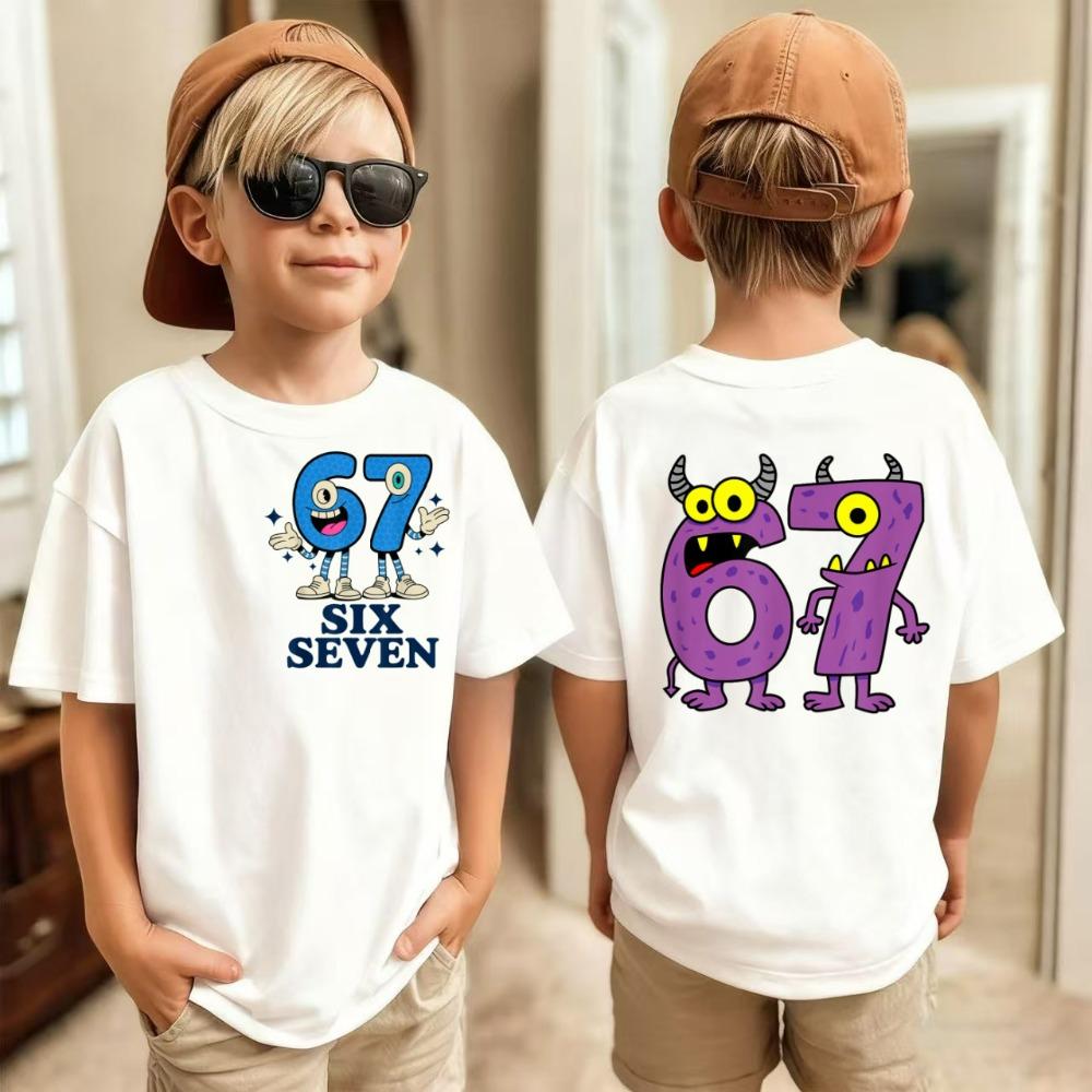 Funny Six Seven 67 Number Graphic Print Men's T-Shirt Summer Short Sleeve Tees Top Women Loose Comfortable T-shirt Clothing