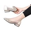 Fashion Womens shoes summer thick heel pointed casual shoes rhinestone shallow mouth single shoe mesh hollow breathable womens sandals
