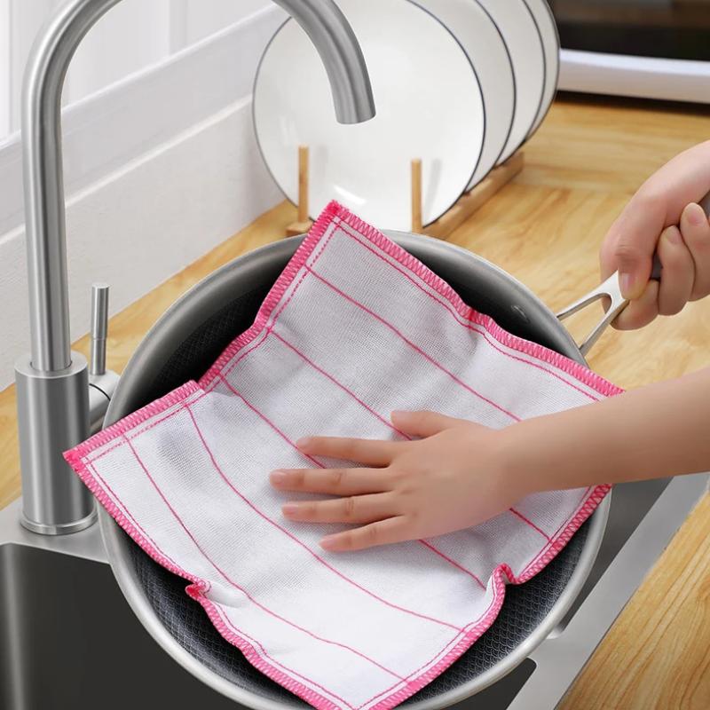 13-Piece Dishwashing Cloth Set, 10 Scouring Pads + 3 Sponges, Kitchen Household Non-Greasy Thickened Super Absorbent Lint-Free Cleaning 