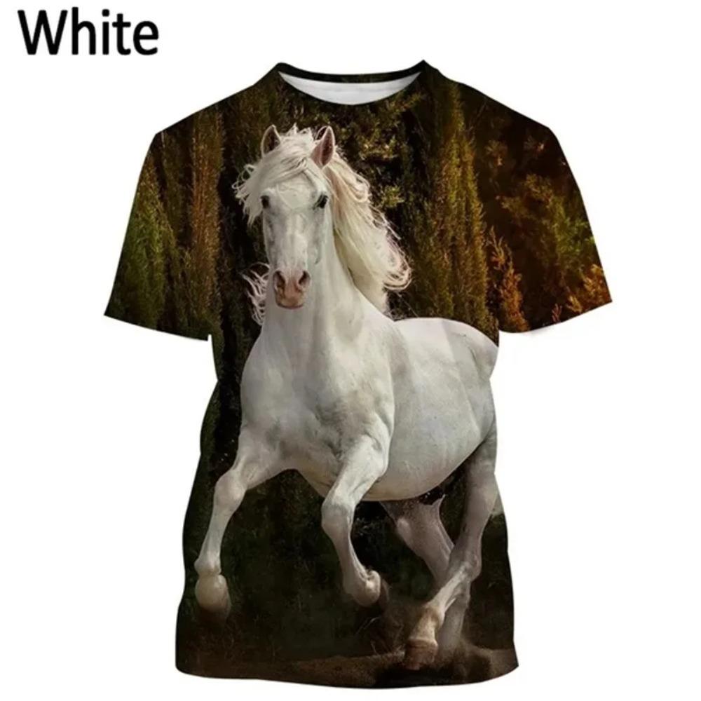 3D Print Animal Horse Graphic T-shirt For Men Women Casual Personality Mens Short Sleeve Tee Tops Streetwear Kids Animal Tshirts
