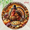 Thanksgiving Metal Wall Art Round 8x8 Inch Kitchen Dining Decor Autumn Sign