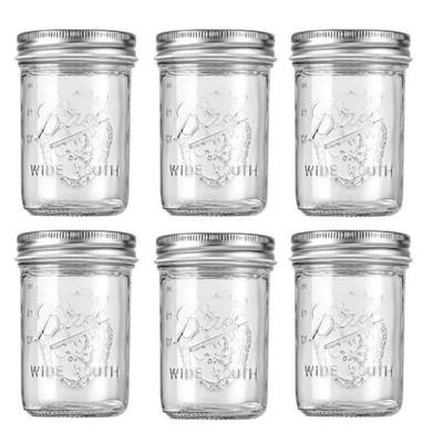 Seimeinoki Einmachglas 8oz Weithals, 237ml Fassungsvermögen, 6er-Set, Transparente Glas-Aufbewahrungsbehälter, Dosen, Luftdichte Behälter mit Deckeln, Sehr