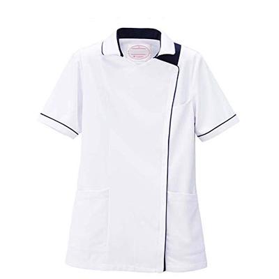 Nursery Light Jacket, Opaque, Stretch, Medical/Nursing Coat, Size L, White X Navy (White Base), 9122304A