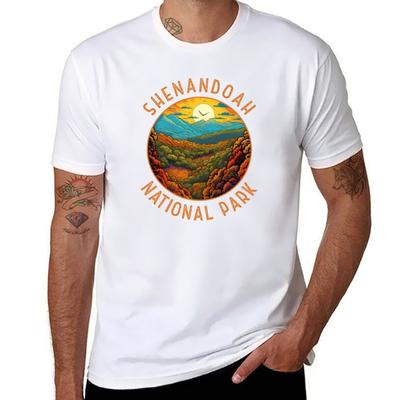 Shenandoah National Park Illustration Distressed Circle TShirt T Shirts for Man Graphic Funny Anime Tshirt TShirt