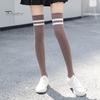 Women Thigh Socks 1 Pair Stockings High Elasticity Soft Solid Color Over The Knee Striped Keep Warm Lolita Flexible Anti-shrink Winter for School