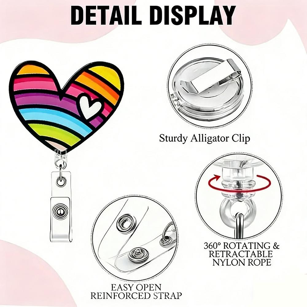 Id Card Holder Acrylic Retractable Badge Reel Lanyard Badge Holder Cute Cartoon Badge Reel For Office School Hospital