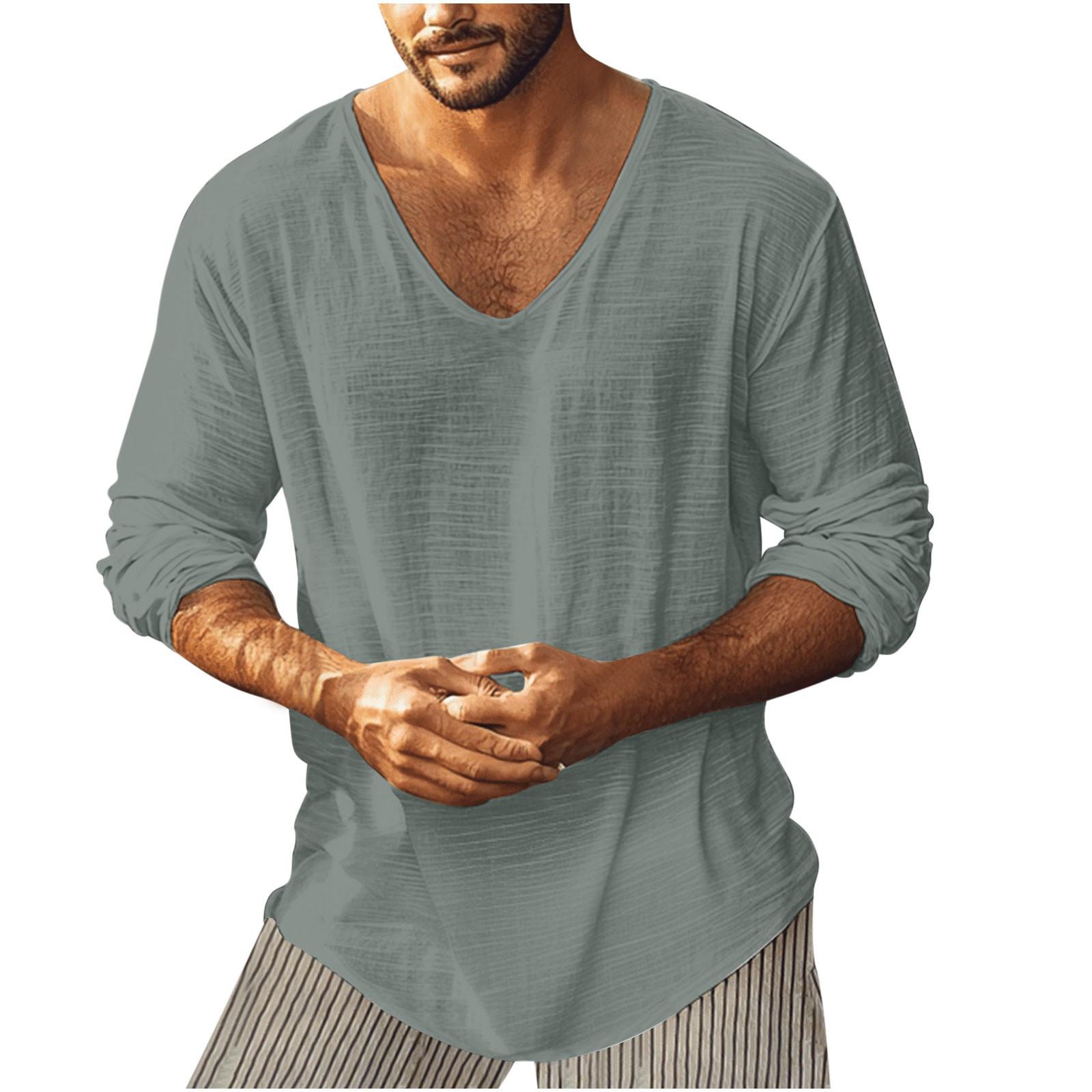 

Мужская футболка с длинными рукавами и v-образным вырезом, модная повседневная футболка соответствующего цвета XL