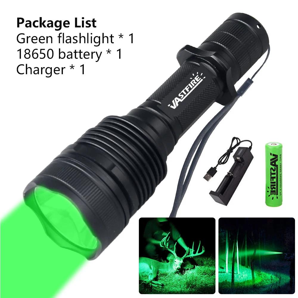 Tactical Hunting Flashlight Red Green LED Waterproof Flashlight Torch Outdoor Lighting with Gun Mount +Switch Rechargeable Lamp