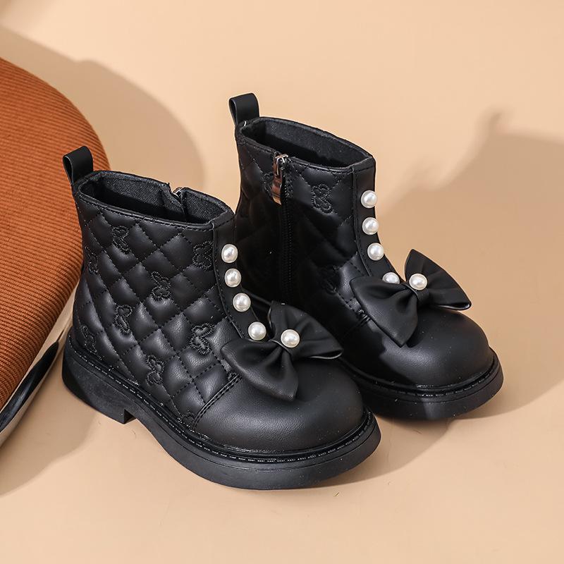 

Girls Short Boots Autumn Children s Ankel Boots Comfortable Outdoor PU Leather Shoes Kids Toddler Princess Shoes 26 чёрный