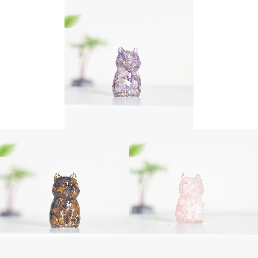 Resin Crystal Cat Figurine With Handmade Resin Art For Home Decor And Gift Giving