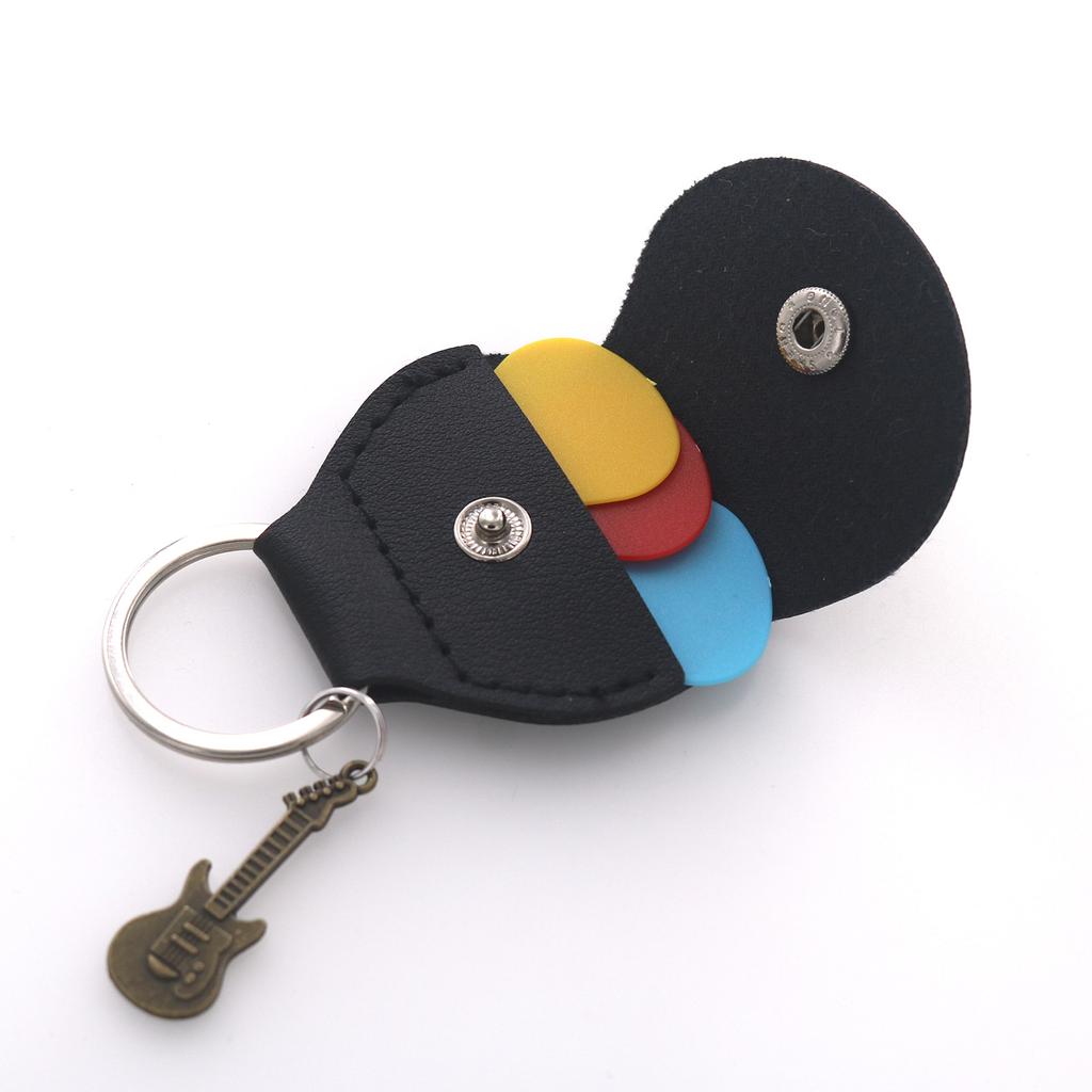 Geantă de depozitare pentru alegeri pentru chitară, breloc, suport pentru alegeri din piele, cu pandantiv pentru chitară, pentru decorarea geanților