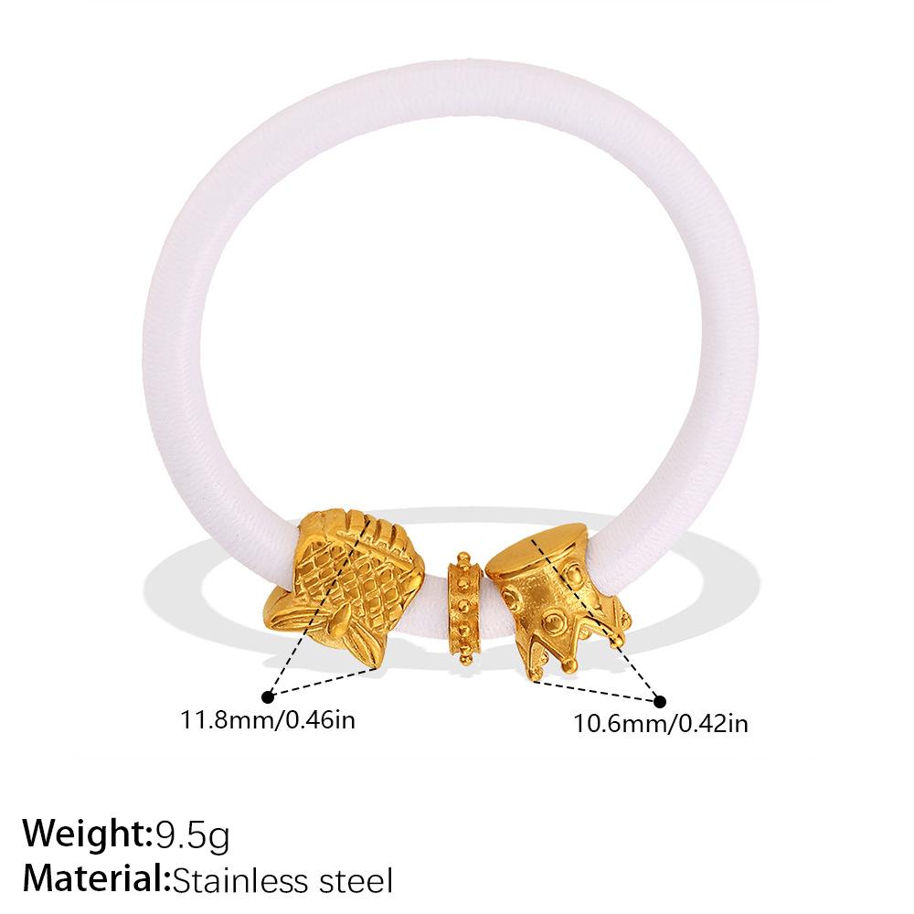 

Light Luxury Inlaid Zircon Gold Beaded White Elastic Hair Tie, DIY Ponytail Hair Rope 8