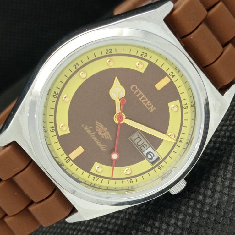 

REFURBISHED VINTAGE CITIZEN AUTO 8200 JAPAN MENS DATE BROWN WATCH 605-a314215-2 SKU605-a314215