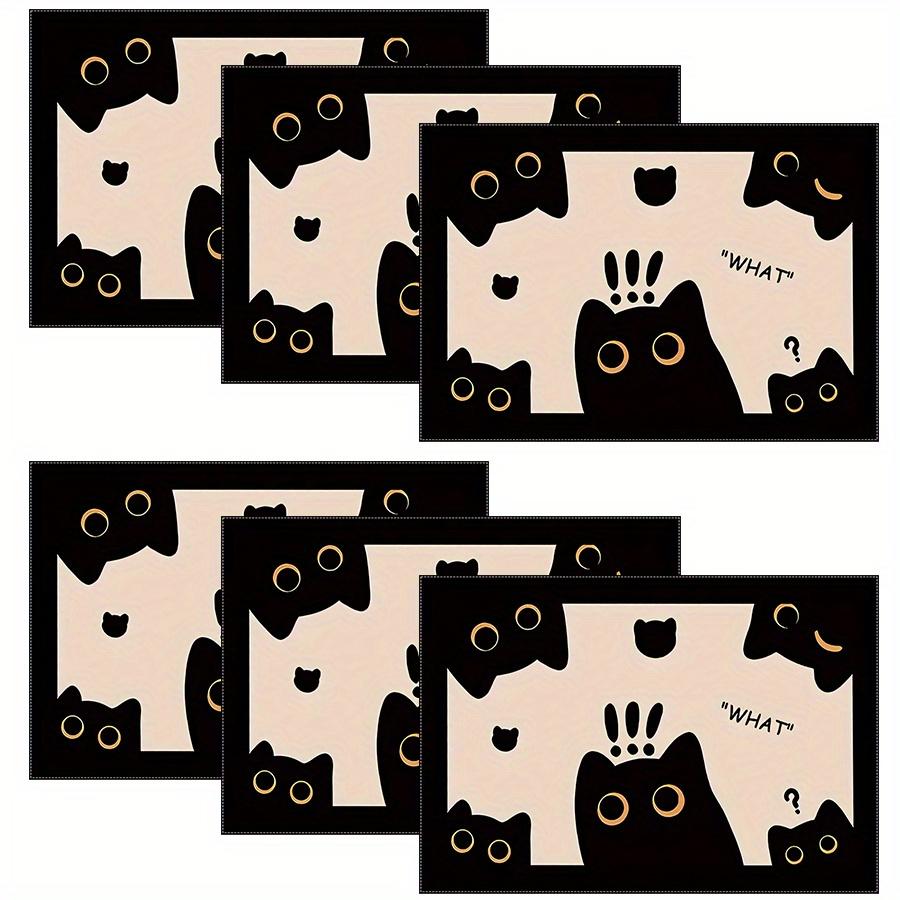 4/6pcs Set Placemats, Fun Cute Cat Simple Pattern Placemats, Table Decor Placemats and Coasters, Party Decor Placemats, Home Decor Placemats, Dinner