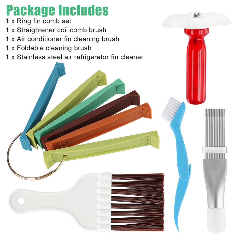 5pcs Air Conditioner Fin Cleaner Set 3 Different Condenser Fin Straightener 2 Different Condenser Brush Clean Set