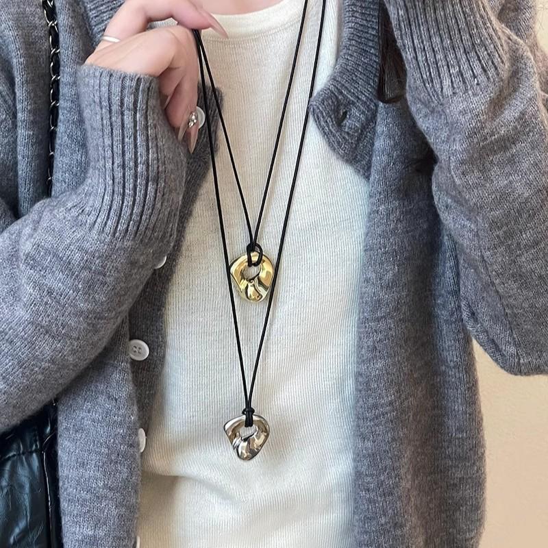 New Irregular Metal Pendant Necklace For Unisex Exquisite Simple Rope Chain Long Necklace On The Neck Accessories Gift Wholesale