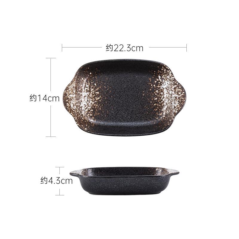 Internet Celebrity Japanese-Style Binaural Baking Pan, Cheese-Baked Rice Baking Pan, Commercial Oven Ceramic Pan, Household Baking Cake Cup