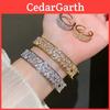 Luxury Hollow Zirconia Open Cuff Bracelet With Electroplated Copper For Fashion Women