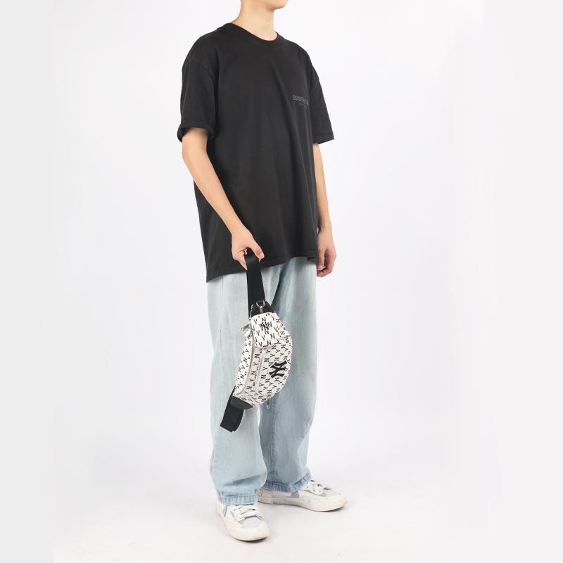 New MLB Monogram Collection Polyester Combo Bag Fanny Pack Regular Unisex Black White 3AHSM012N-50CRD
