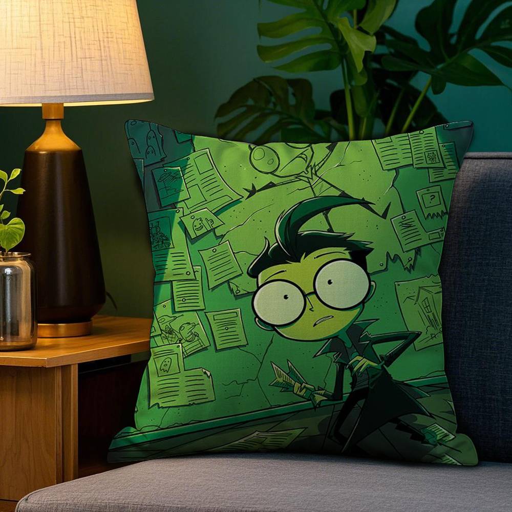 

Мультяшная наволочка I-Invader Z-Zim Плюшевая ткань Мягкая Двусторонняя печать Наволочка для диванной подушки Наволочки для декоративных подушек 12x12Inch