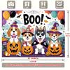 2D Flat Print Cute Puppies in Witch Hats Halloween Photography Background
