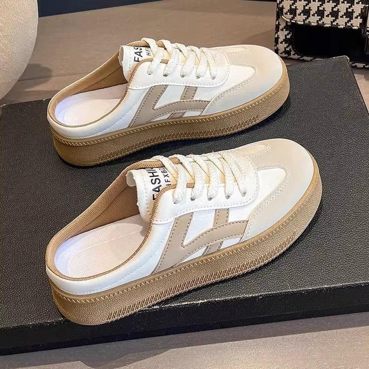 

Обувь Dexun на толстой подошве 2025 новая, на мягкой подошве, удобная, универсальная, повседневная обувь для скейтборда, ленивая сумка, голова, полушлепанцы 35 хаки