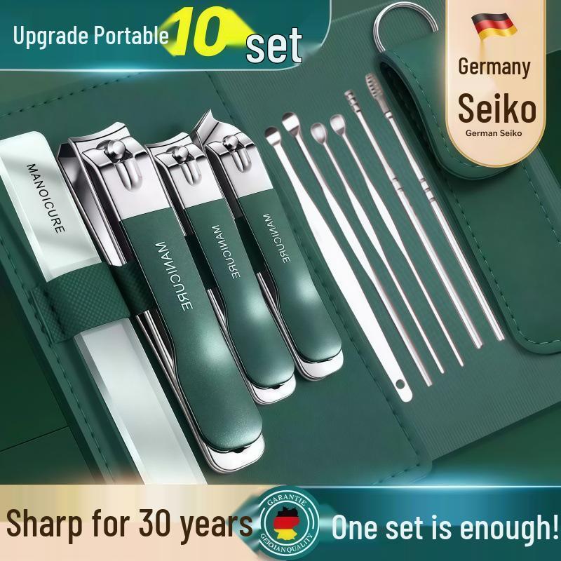 Portable 10-Piece Nail Clipper and Manicure Set with Ear Pick