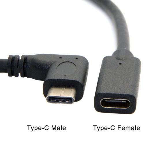 20cm USB 3.1 Type C Male To Female 90 Degree Right Angled Extension Data Cable